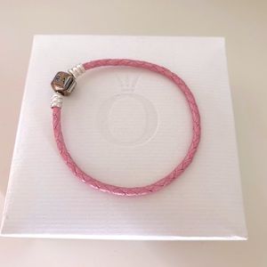 Pink leather Pandora Bracelet